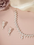 Glamorous Silver-Plated American Diamond CZ Shimmering Necklace & Earring Set