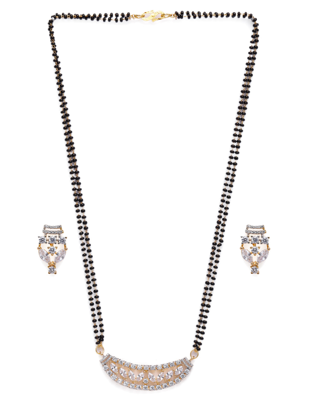 Rodium Plated Artificial Stone Mangalsutra & Studs Set