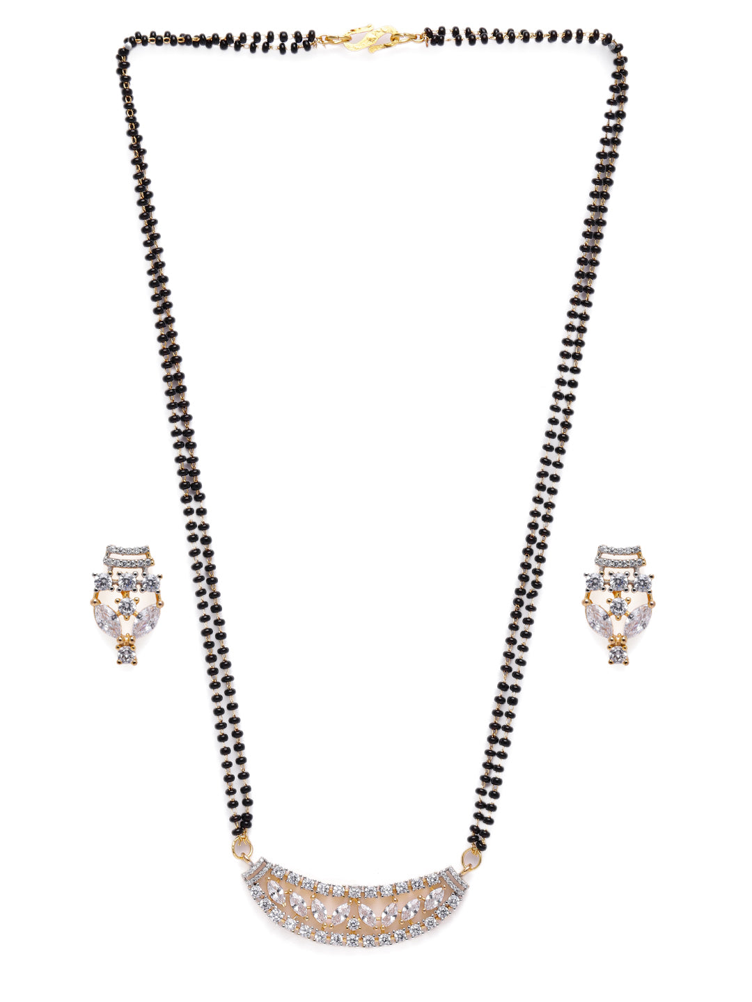Rodium Plated Artificial Stone Mangalsutra & Studs Set