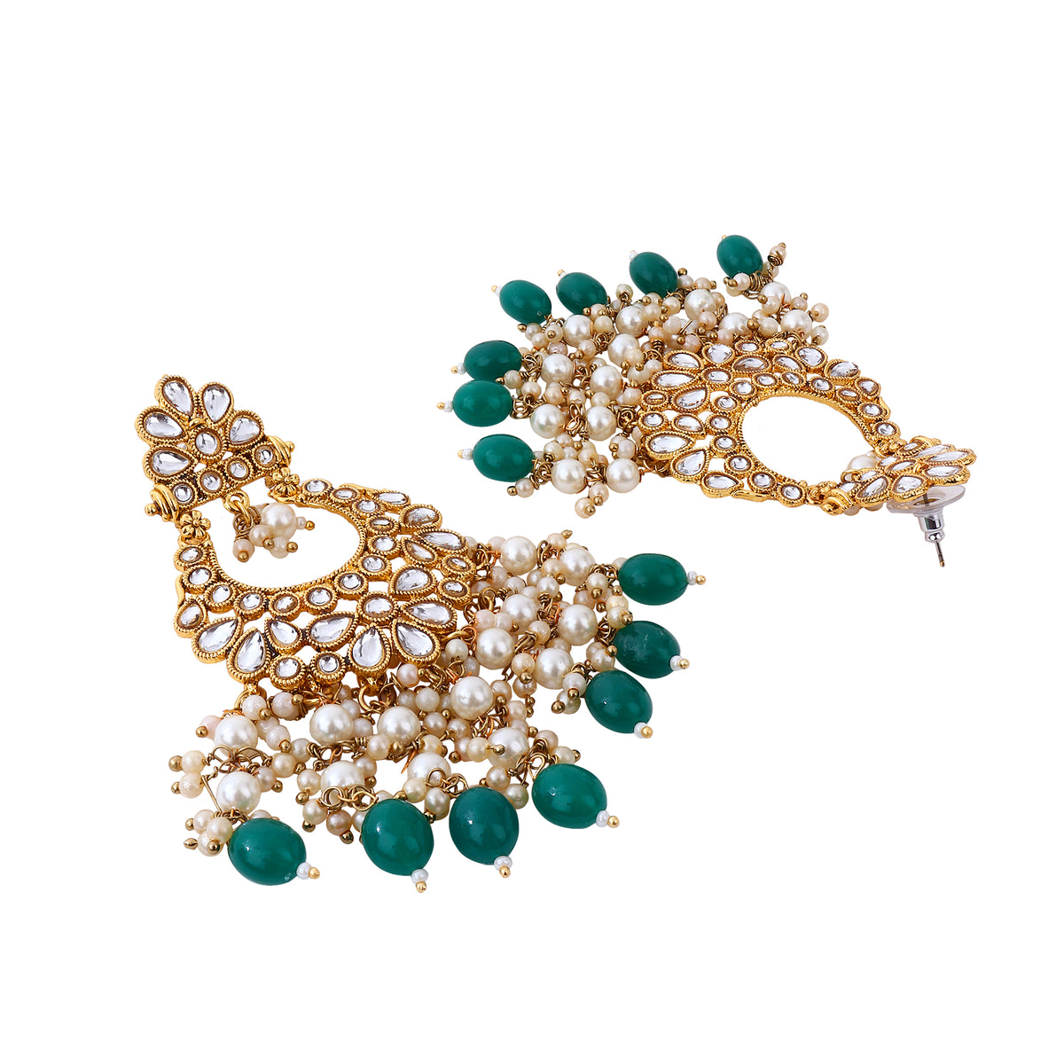 Regal Gold-Plated Kundan-Studded & Pearl Beaded Jewelry Set