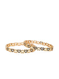 Charming Gold-Plated Heart Filigree Meenakari Bangles (Set of 2)