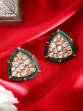 Regal Gold-Plated Kundan & Meenakari Statement Stud Earrings