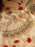 Regal Gold-Plated Kundan-Studded & Pearls Beaded Choker Jewellery Set