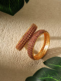 Classic Gold-Plated Ruby Stone Jaali Bangles (Set of 2)