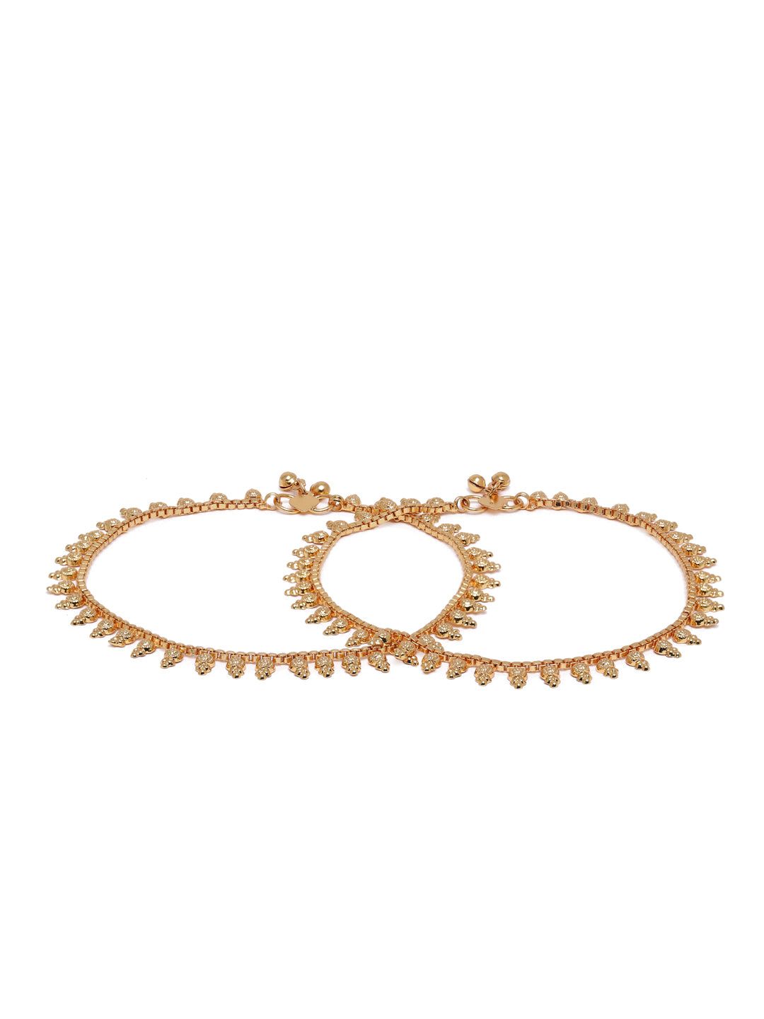 Traditional Gold-Plated Beaded Fringe Anklet Set