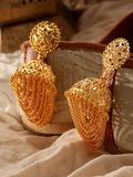 Grand Gold-Plated Contemporary Multi-Tiered Jhumka Earrings