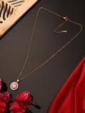 Elegant Rose Gold-Plated Cubic Zirconia Circular Statement Pendant with Chain