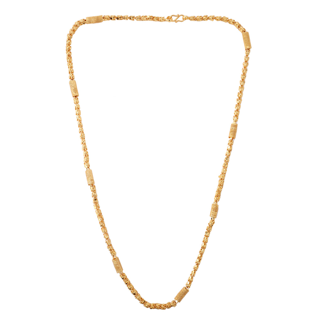 Minimalist Gold-Plated Long Barrel-Textured Link Chain