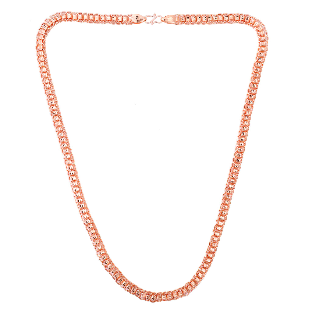 Sleek Unisex Rose Gold-Plated Interlocking Link Chain