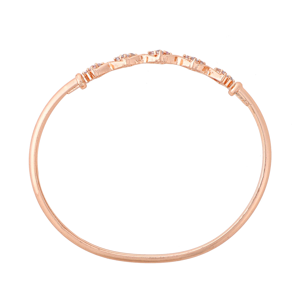 Elegant Rose Gold-Plated Brass Cubic Zirconia Geometric Bracelet