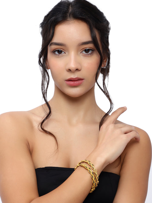 Elegant Gold-Plated Meenakari Floral Bangles (Set of 2)