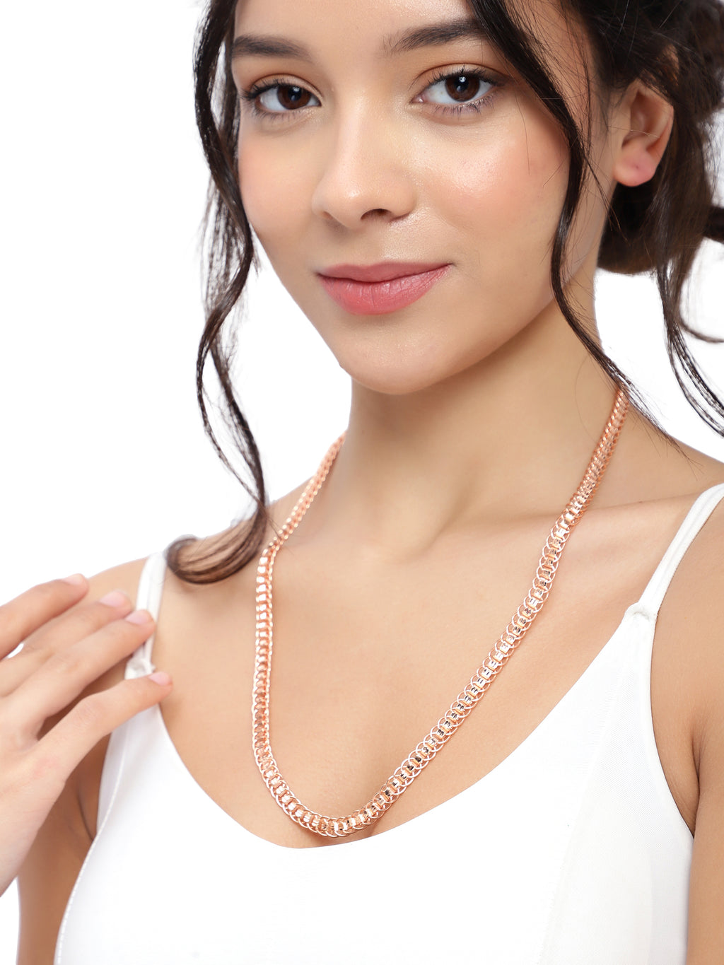 Sleek Unisex Rose Gold-Plated Interlocking Link Chain