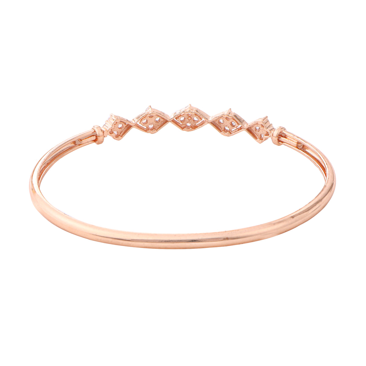 Elegant Rose Gold-Plated Brass Cubic Zirconia Geometric Bracelet