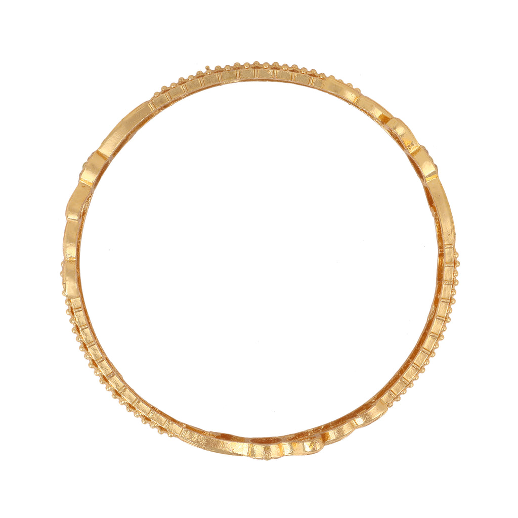 Exquisite Gold-Plated Bow Filigree CZ Bangles (Set of 2)