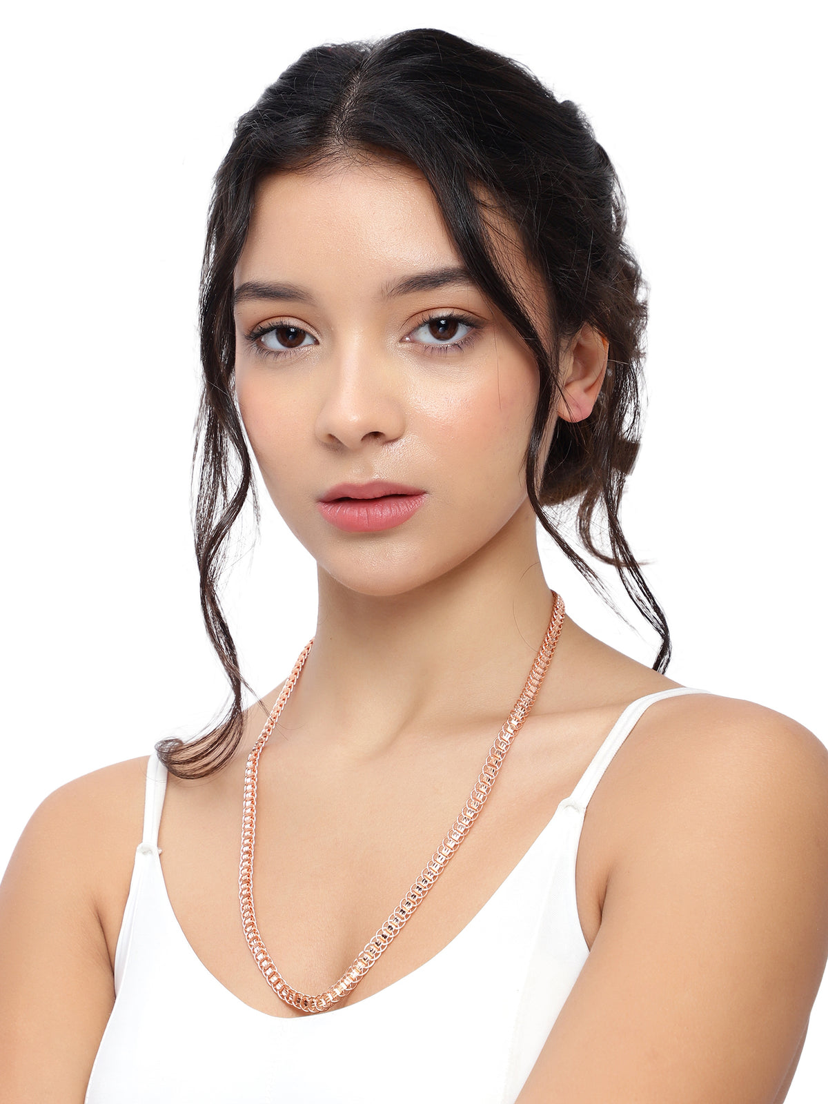Sleek Unisex Rose Gold-Plated Interlocking Link Chain