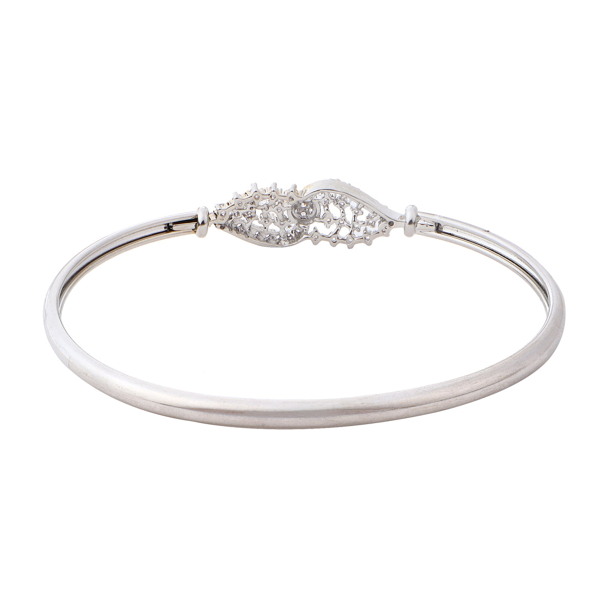 Sleek Silver-Plated American Diamond Studded Bangle-Style Bracelet