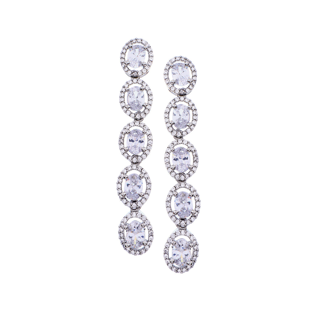 Glamorous Silver-Plated American Diamond-Studded Intricate Jewellery Set