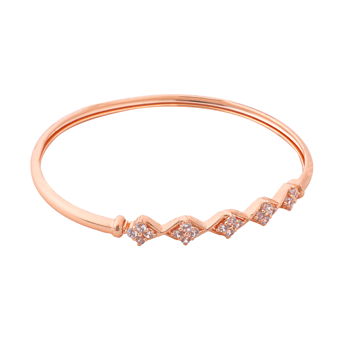 Elegant Rose Gold-Plated Brass Cubic Zirconia Geometric Bracelet