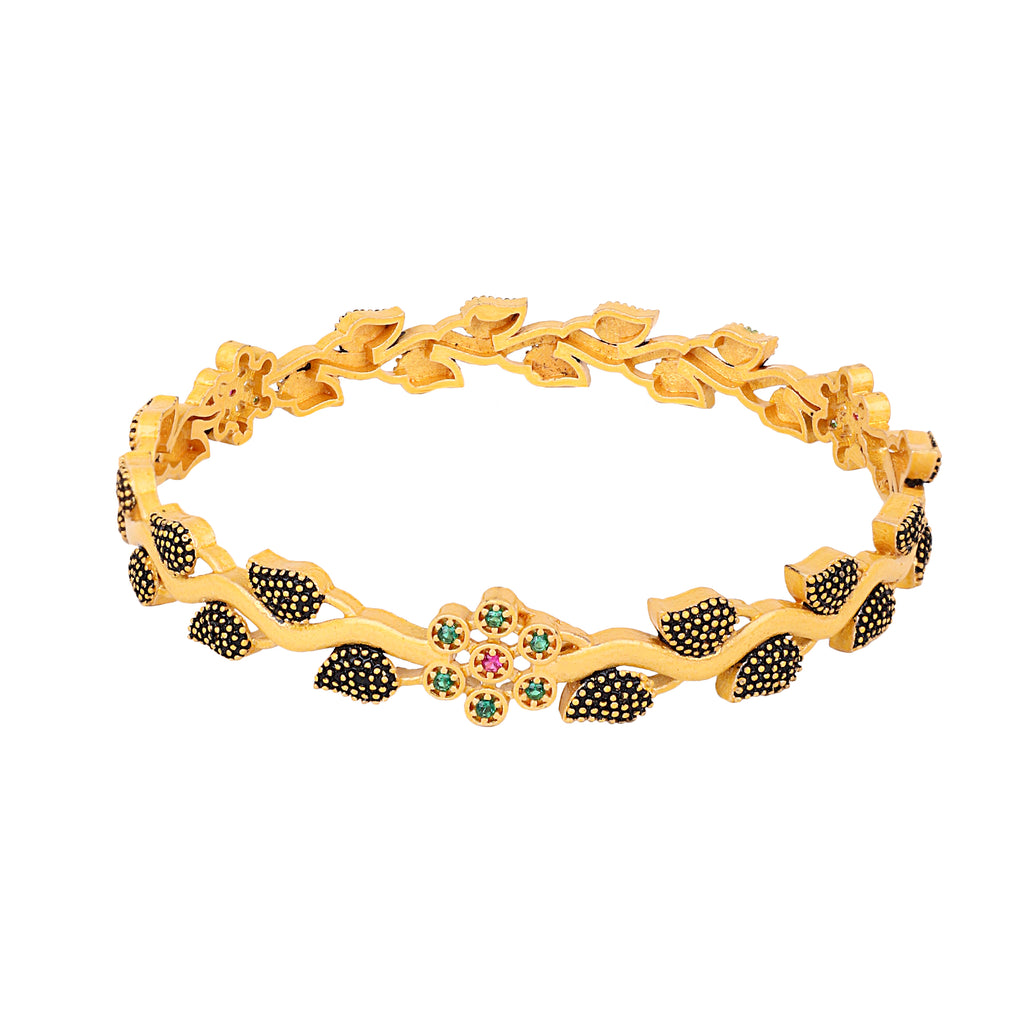 Elegant Gold-Plated Meenakari Floral Bangles (Set of 2)