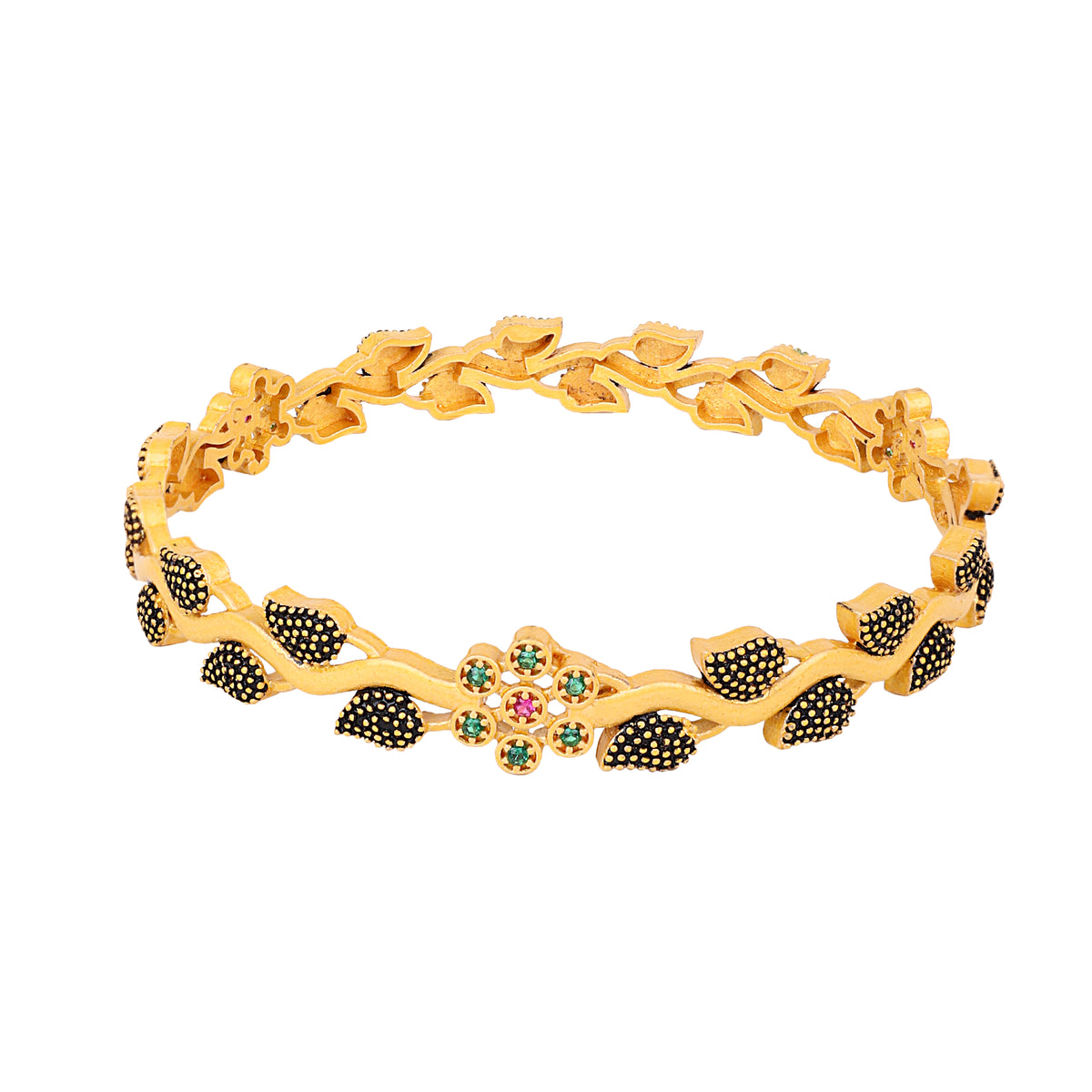 Elegant Gold-Plated Meenakari Floral Bangles (Set of 2)
