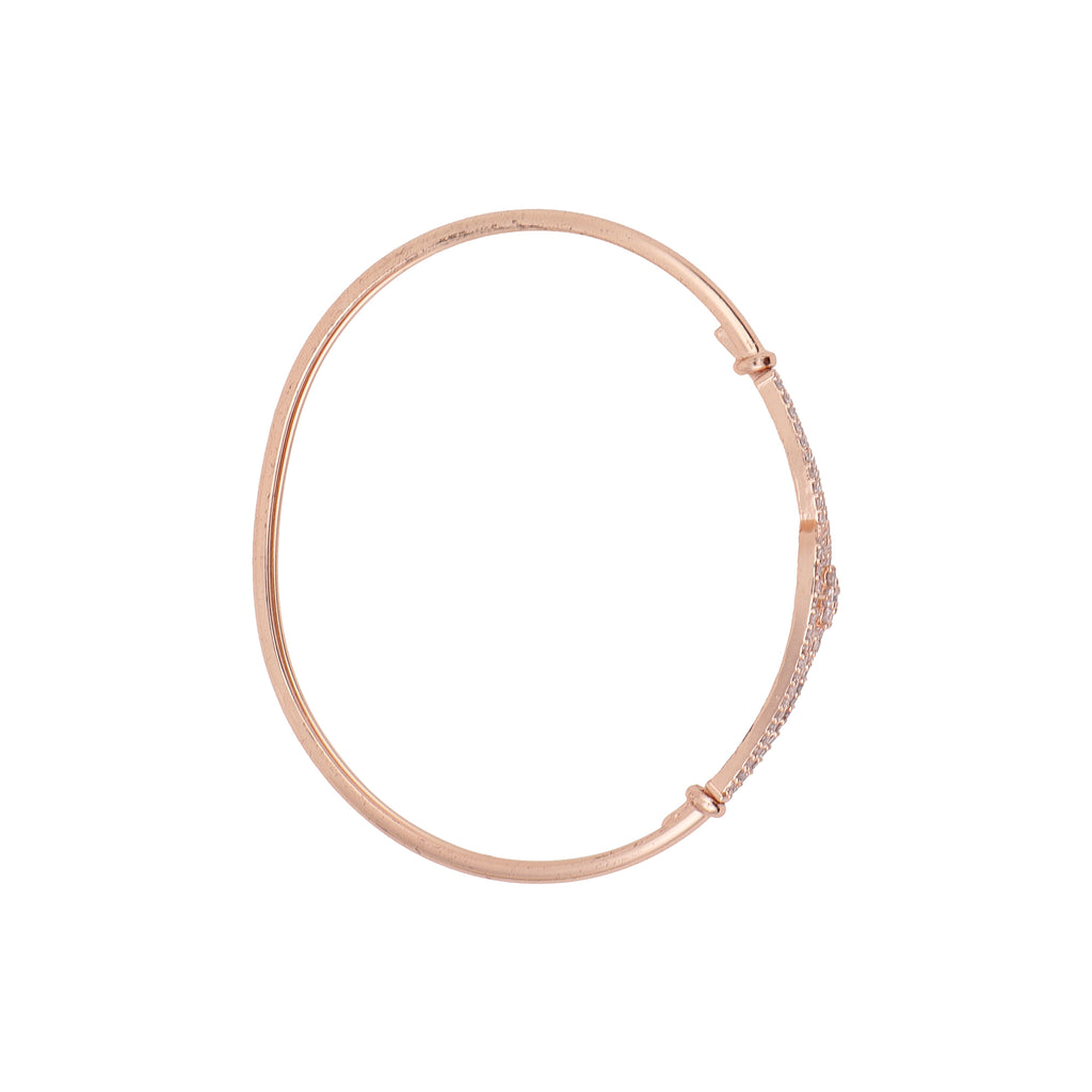 Elegant Rose Gold-Plated American Diamond & CZ Geometric Flower Bracelet
