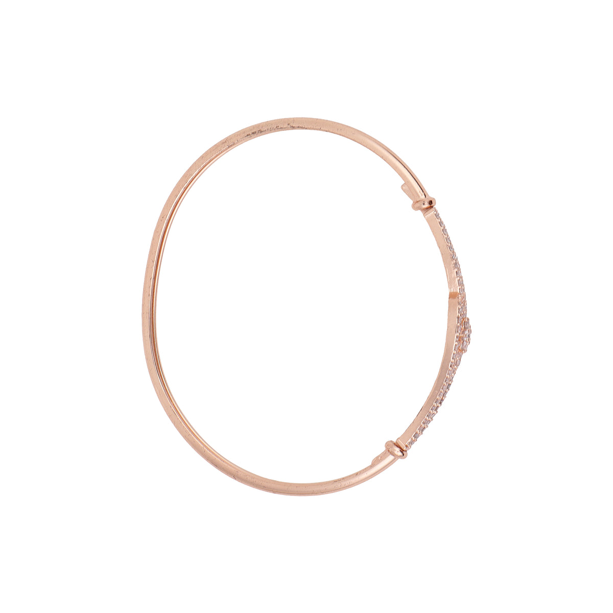 Elegant Rose Gold-Plated American Diamond & CZ Geometric Flower Bracelet