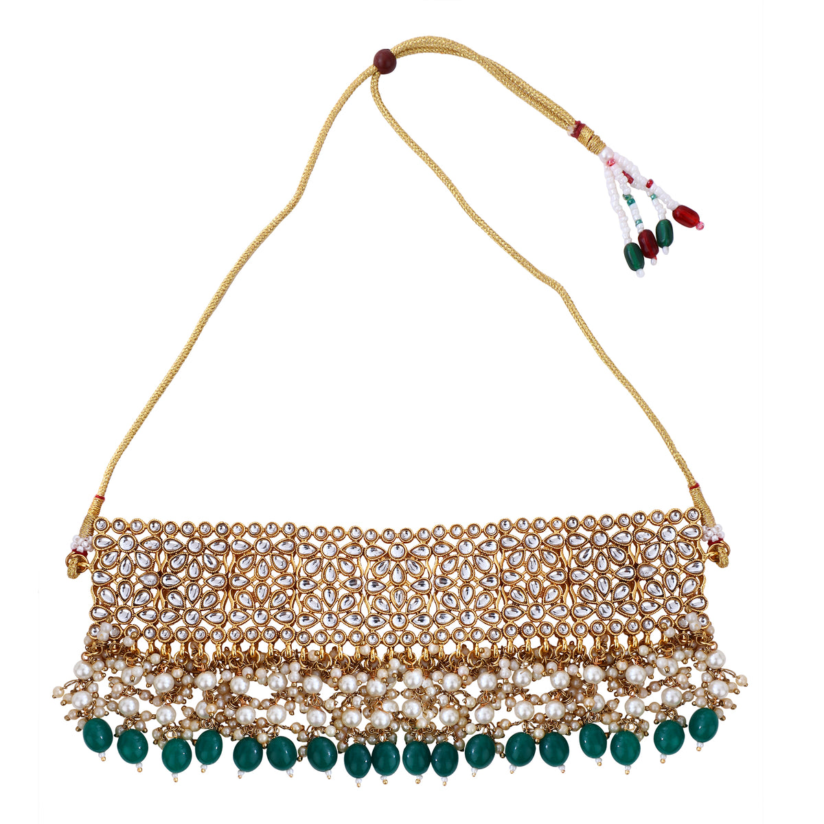 Regal Gold-Plated Kundan-Studded & Pearl Beaded Jewelry Set