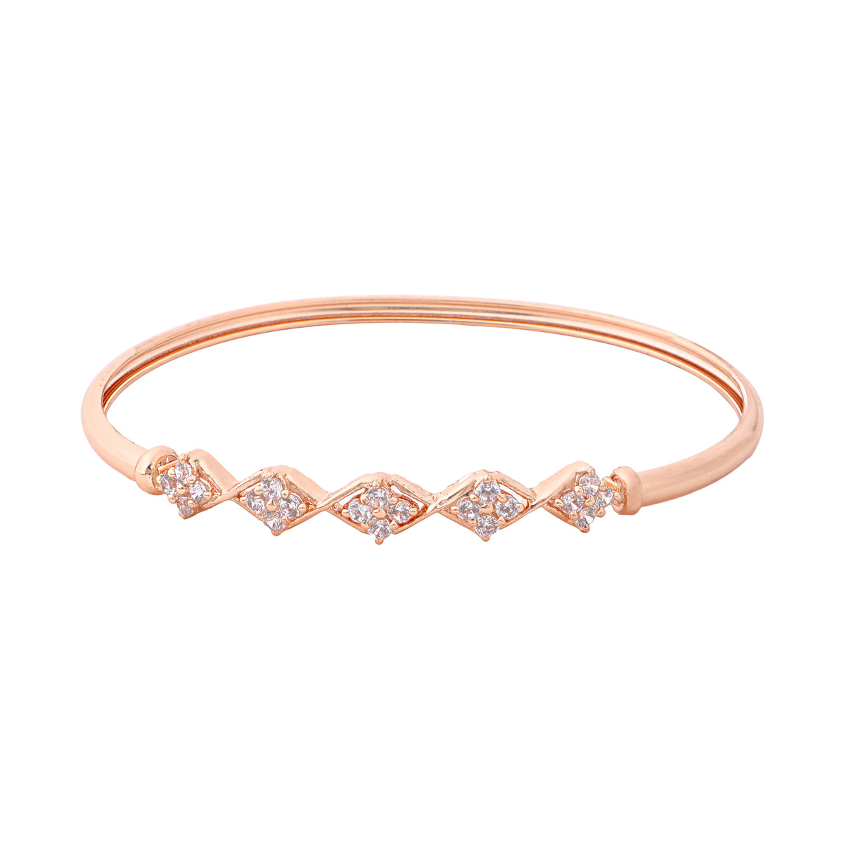 Elegant Rose Gold-Plated Brass Cubic Zirconia Geometric Bracelet