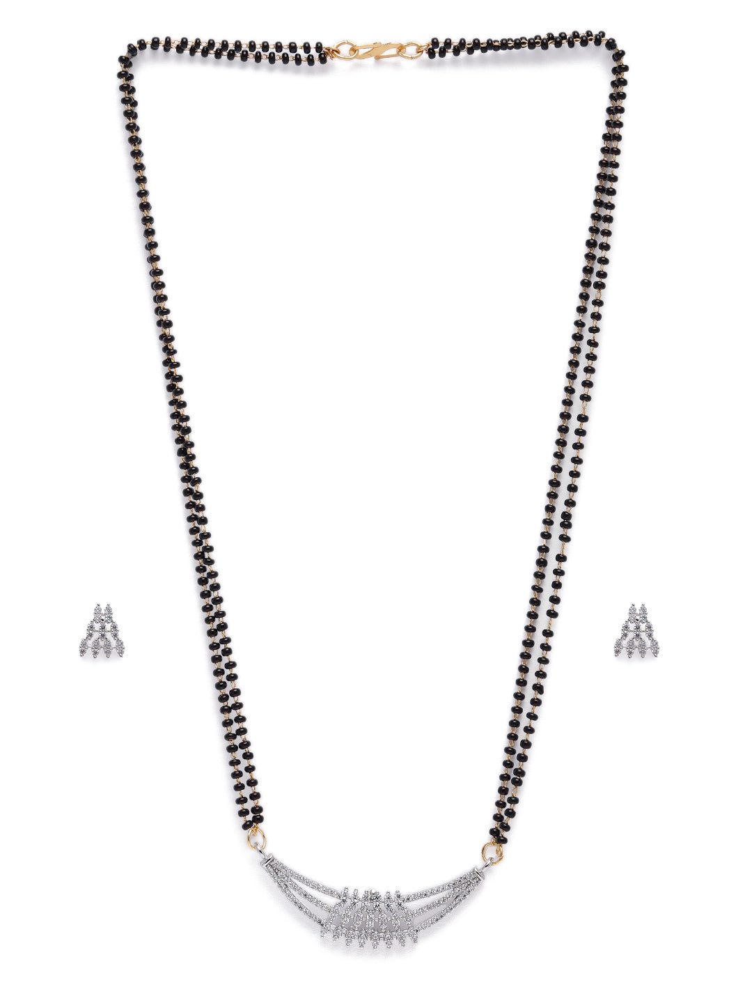 Sophisticated Rhodium-Plated Artificial Stone Mangalsutra & Studs Set