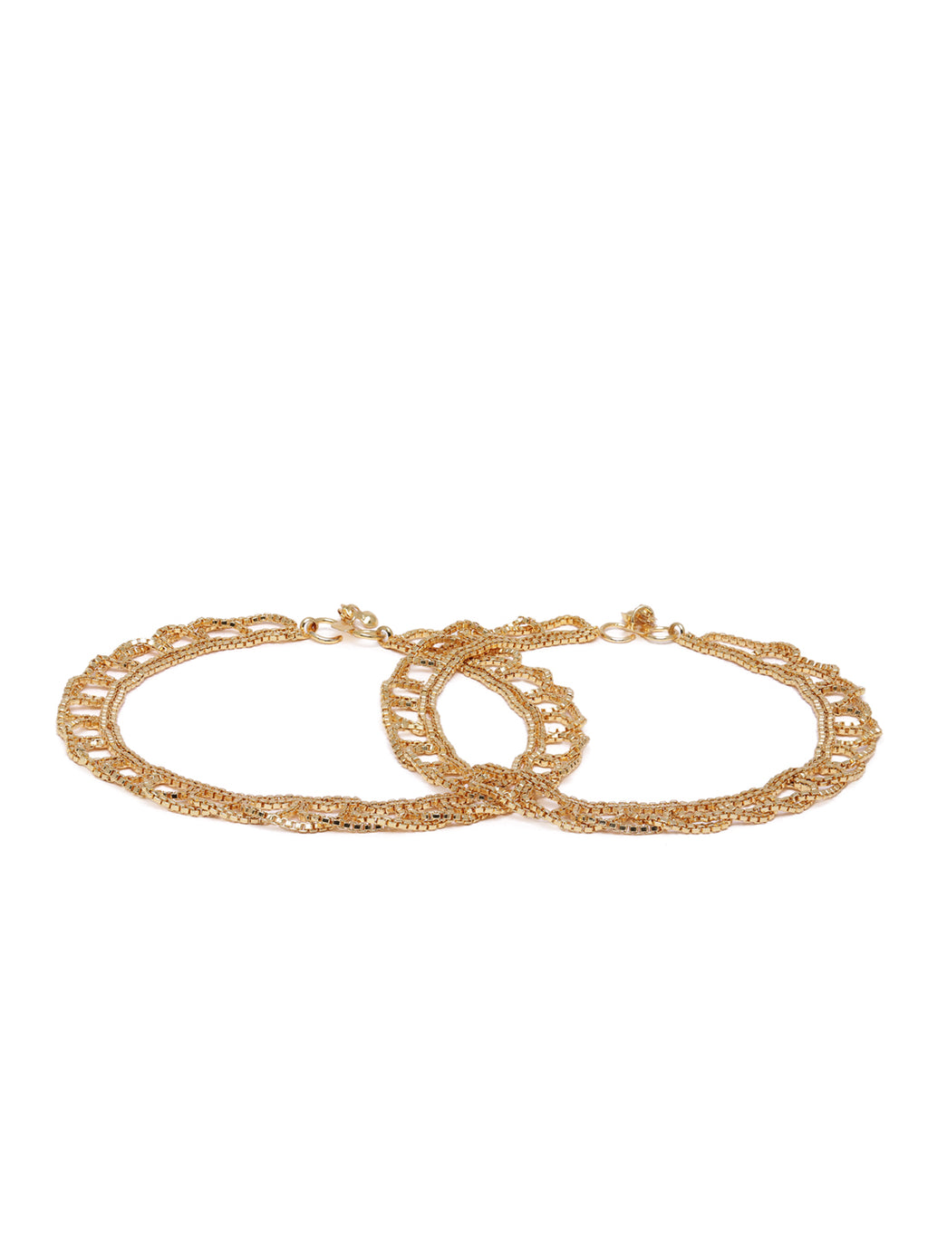Elegant Gold-Plated Multi-Strand Mesh Anklet Set