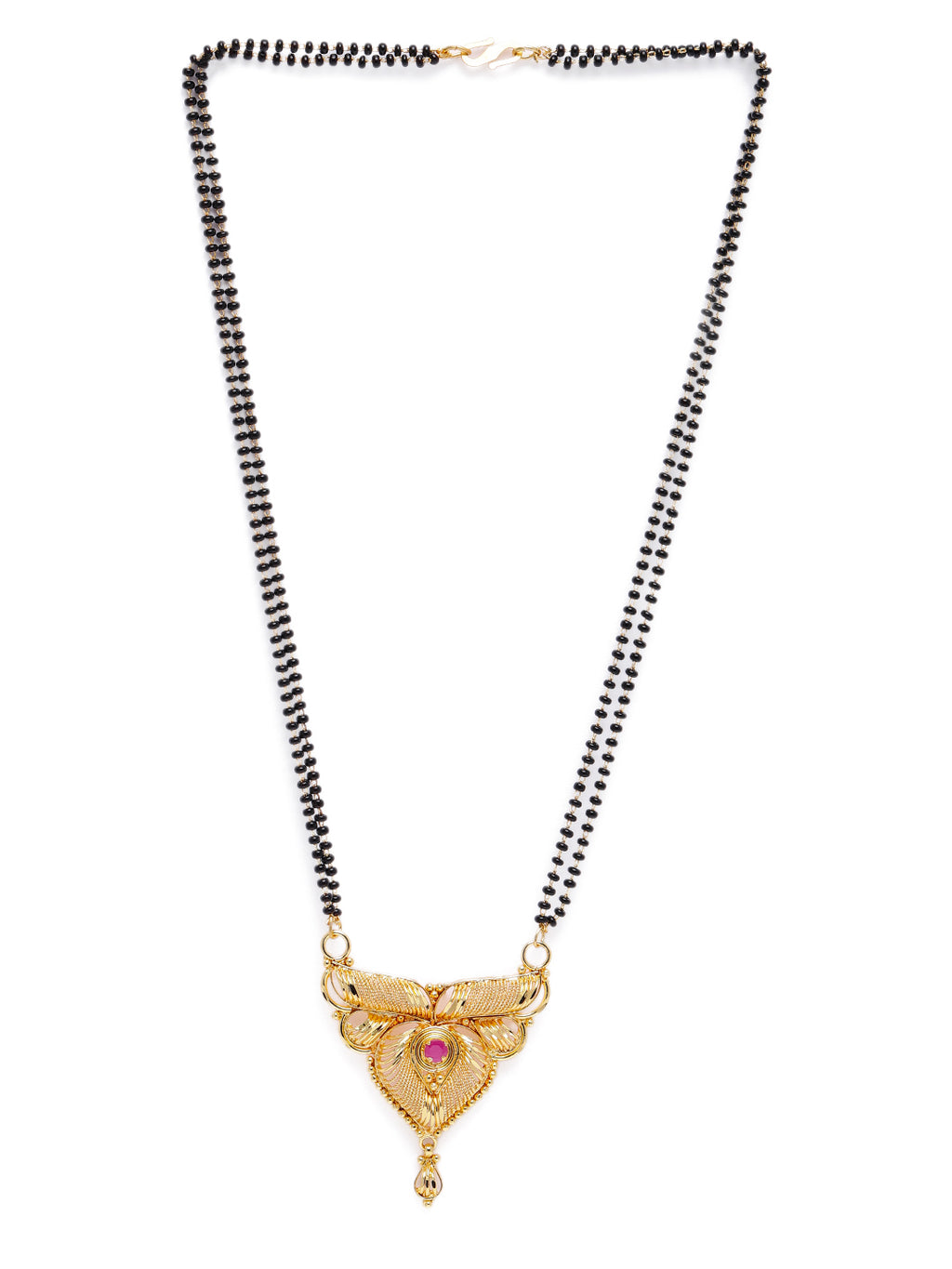 Regal Gold-Plated Cubic Zirconia & Ruby-Toned Stone Mangalsutra