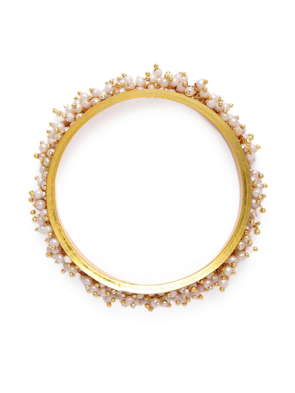 Elegant Gold-Plated Moti Pearl Cluster Bangles (Set of 2)
