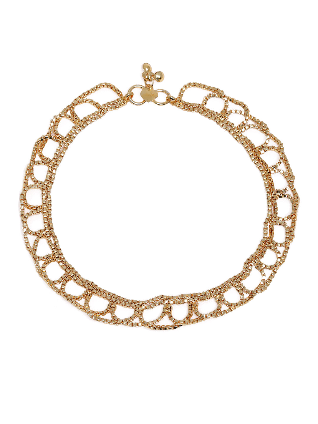 Elegant Gold-Plated Multi-Strand Mesh Anklet Set