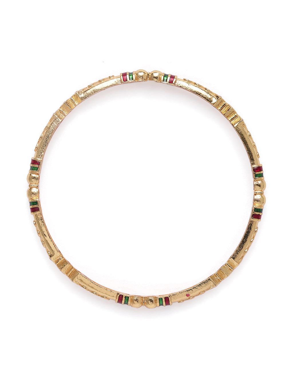 Sleek Gold-Plated CZ & Meenakari Accents Bangles (Set of 2)