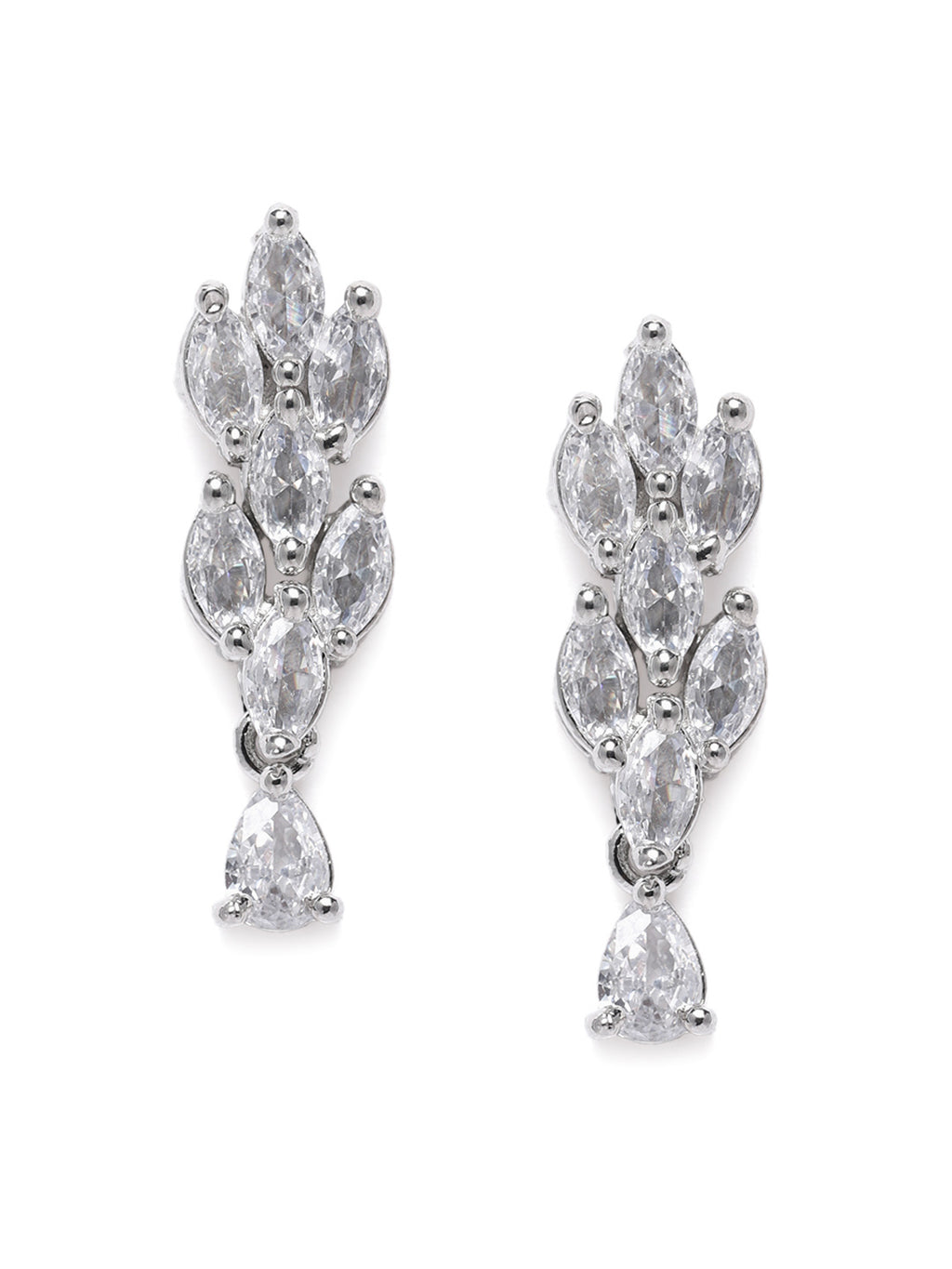 Glamorous Silver-Plated American Diamond CZ Shimmering Necklace & Earring Set