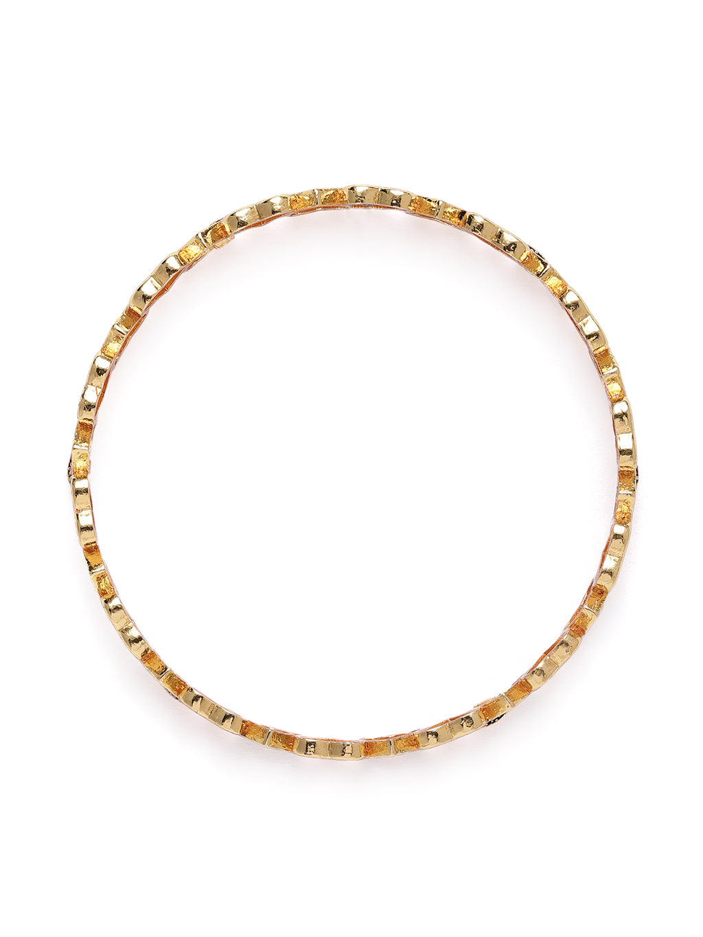 Charming Gold-Plated Heart Filigree Meenakari Bangles (Set of 2)
