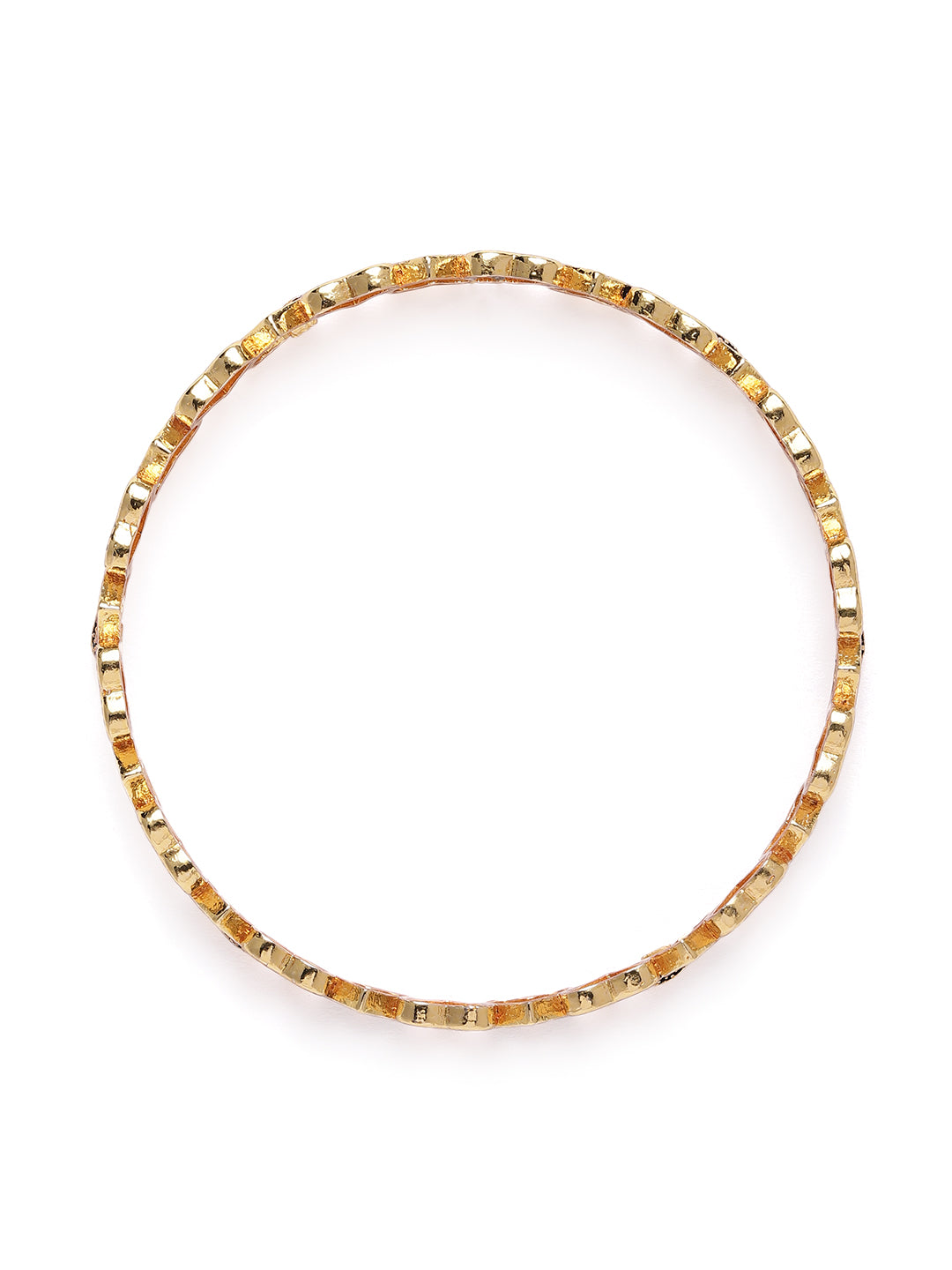 Charming Gold-Plated Heart Filigree Meenakari Bangles (Set of 2)