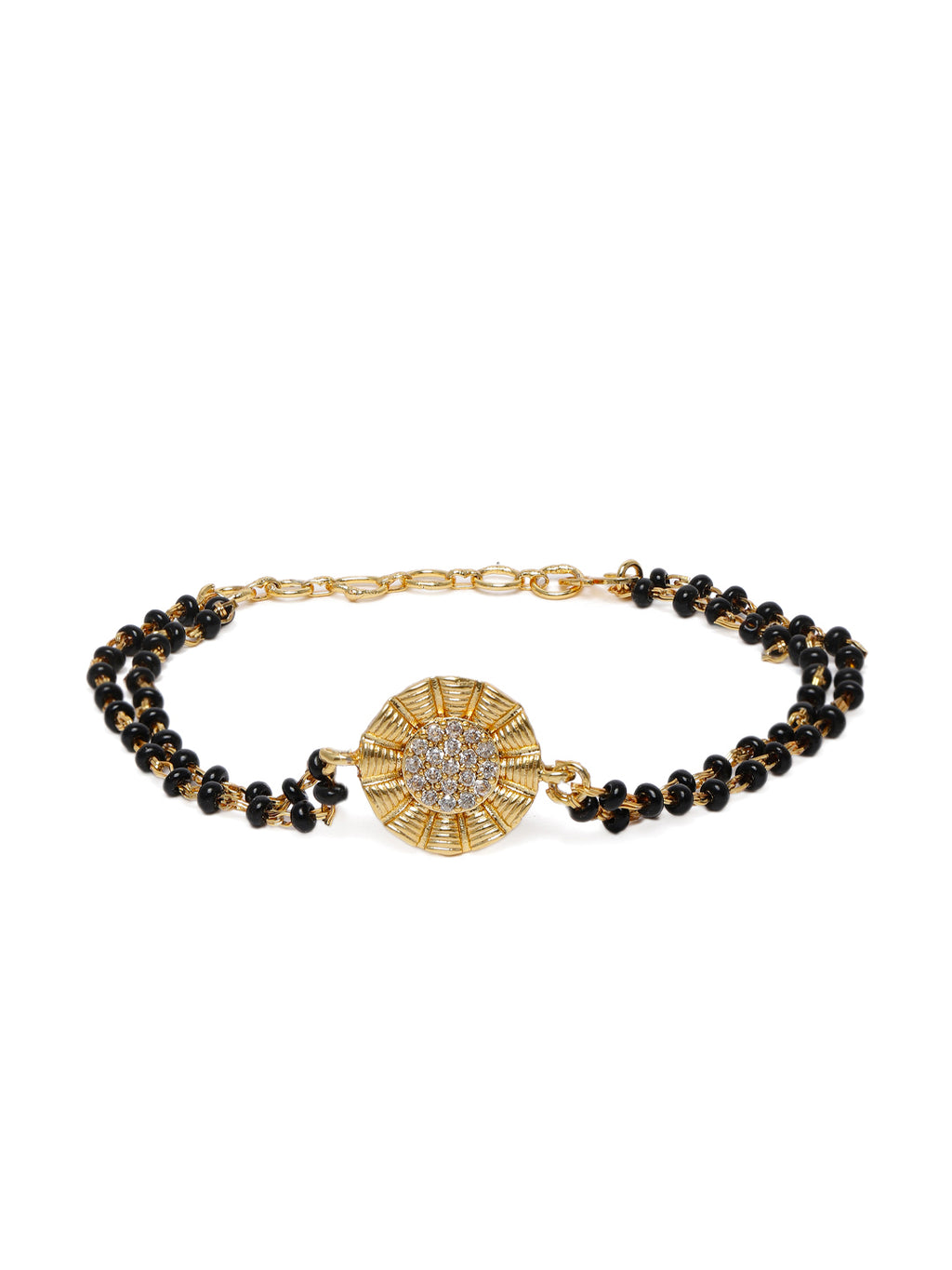 Elegant Gold-Plated Mangalsutra-Style Wraparound Charm Bracelet (Set of 3)