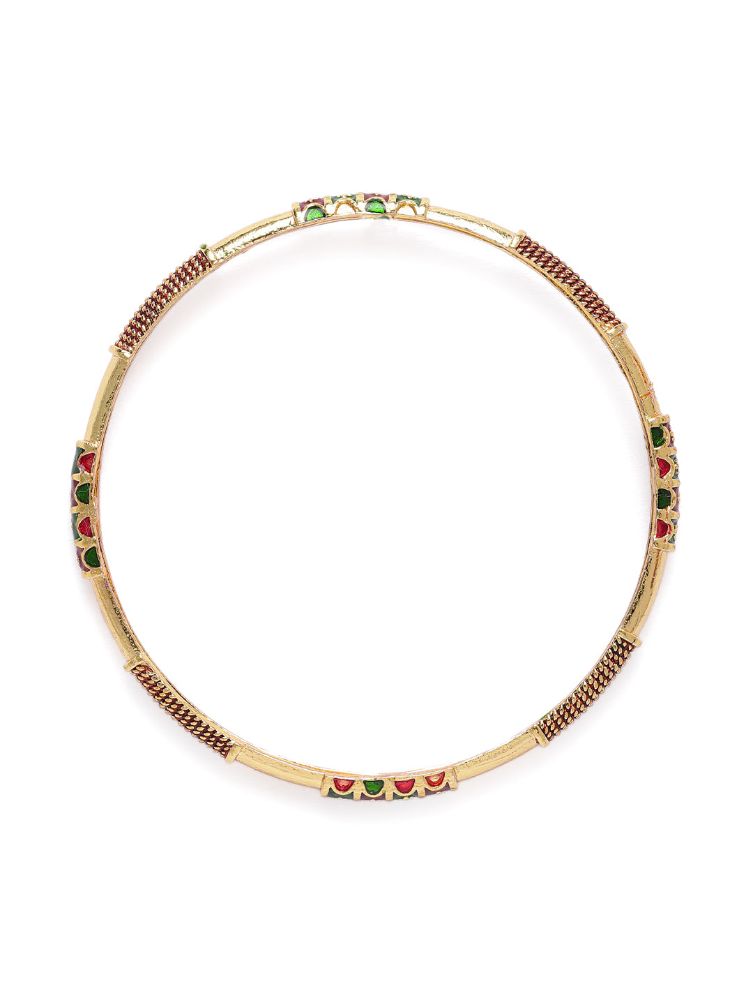 Sleek Gold-Plated Textured Meenakari Bangles (Set of 2)