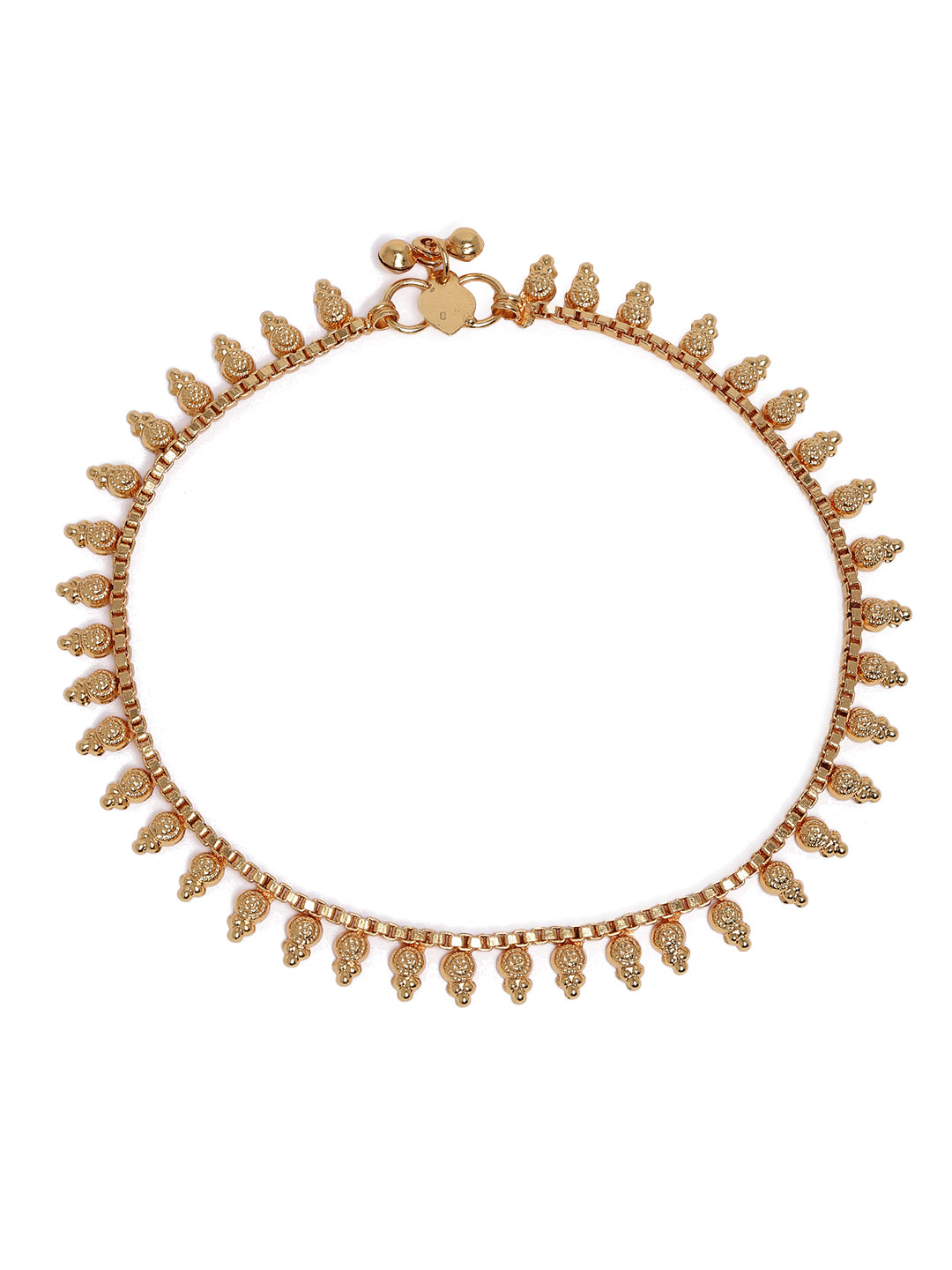 Traditional Gold-Plated Beaded Fringe Anklet Set