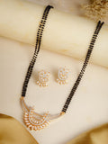 Sophisticated Rhodium-Plated Artificial Stones Mangalsutra & Earrings Set