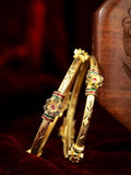 Elegant Gold-Plated Meenakari Floral Accent Bangles (Set of 2)
