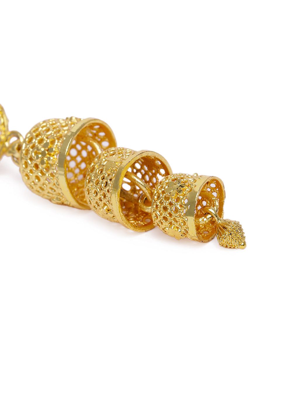 Regal Gold-Plated Multi-Tiered Dome Jhumka Earrings