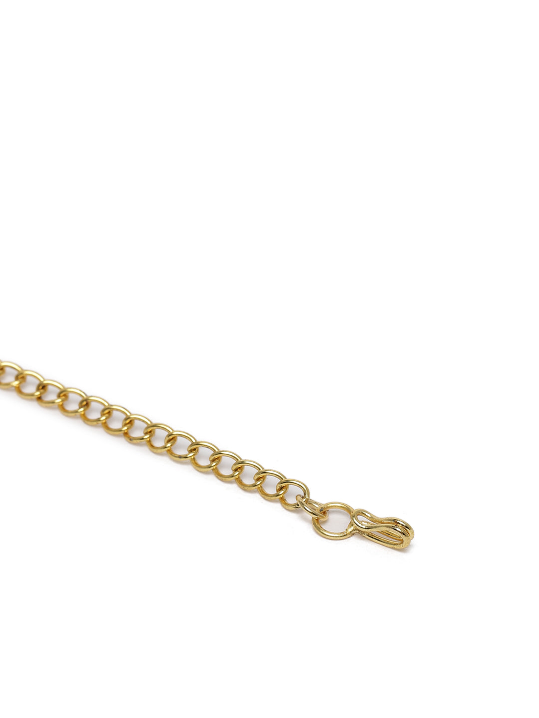 Regal Gold-Plated Kundan & Pearl Crescent Chandbali Maang Tikka
