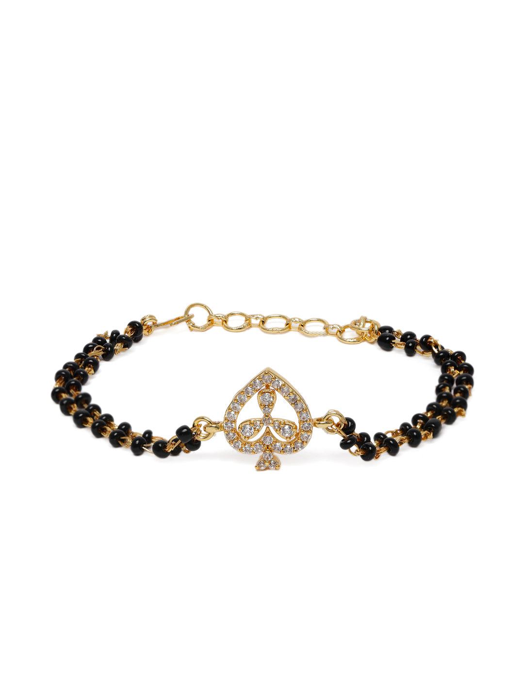 Elegant Gold-Plated Mangalsutra-Style Wraparound Charm Bracelet (Set of 3)