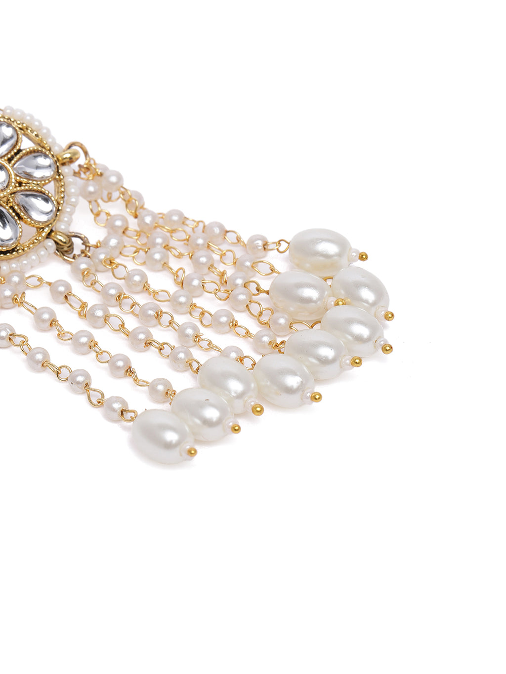 Regal Gold-Plated Kundan Geometric Circular Drop Earrings