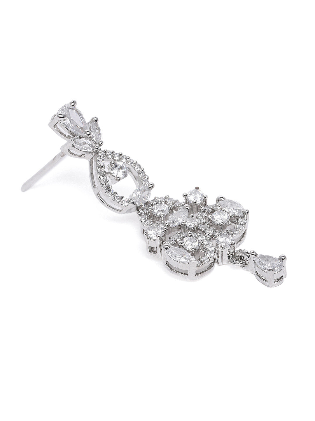 Glamorous Silver-Plated American Diamond CZ Shimmering Necklace & Earring Set