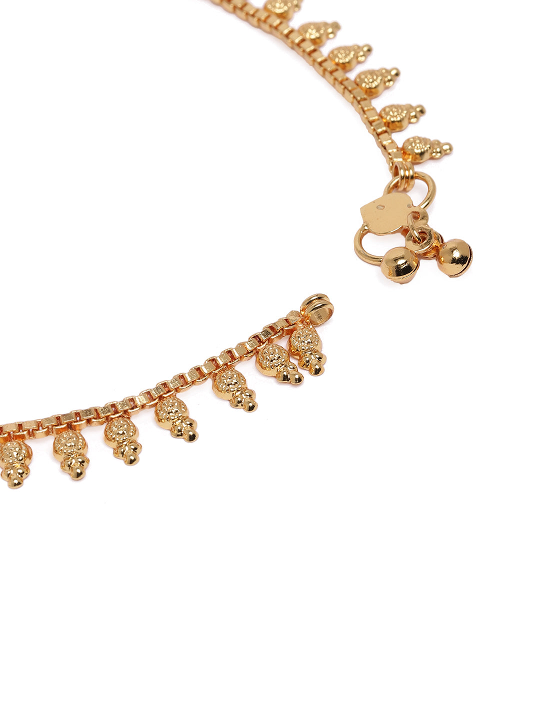 Traditional Gold-Plated Beaded Fringe Anklet Set