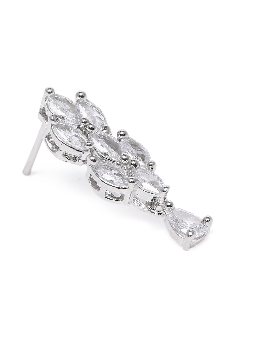 Glamorous Silver-Plated American Diamond CZ Shimmering Necklace & Earring Set