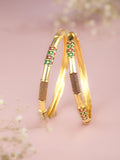 Sleek Gold-Plated Textured Meenakari Bangles (Set of 2)